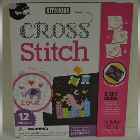 🇨🇦 BNIB Cross Stitch Kit for Beginners and Kids 12 Projects by Spice Box Easy - Picture 1 of 1